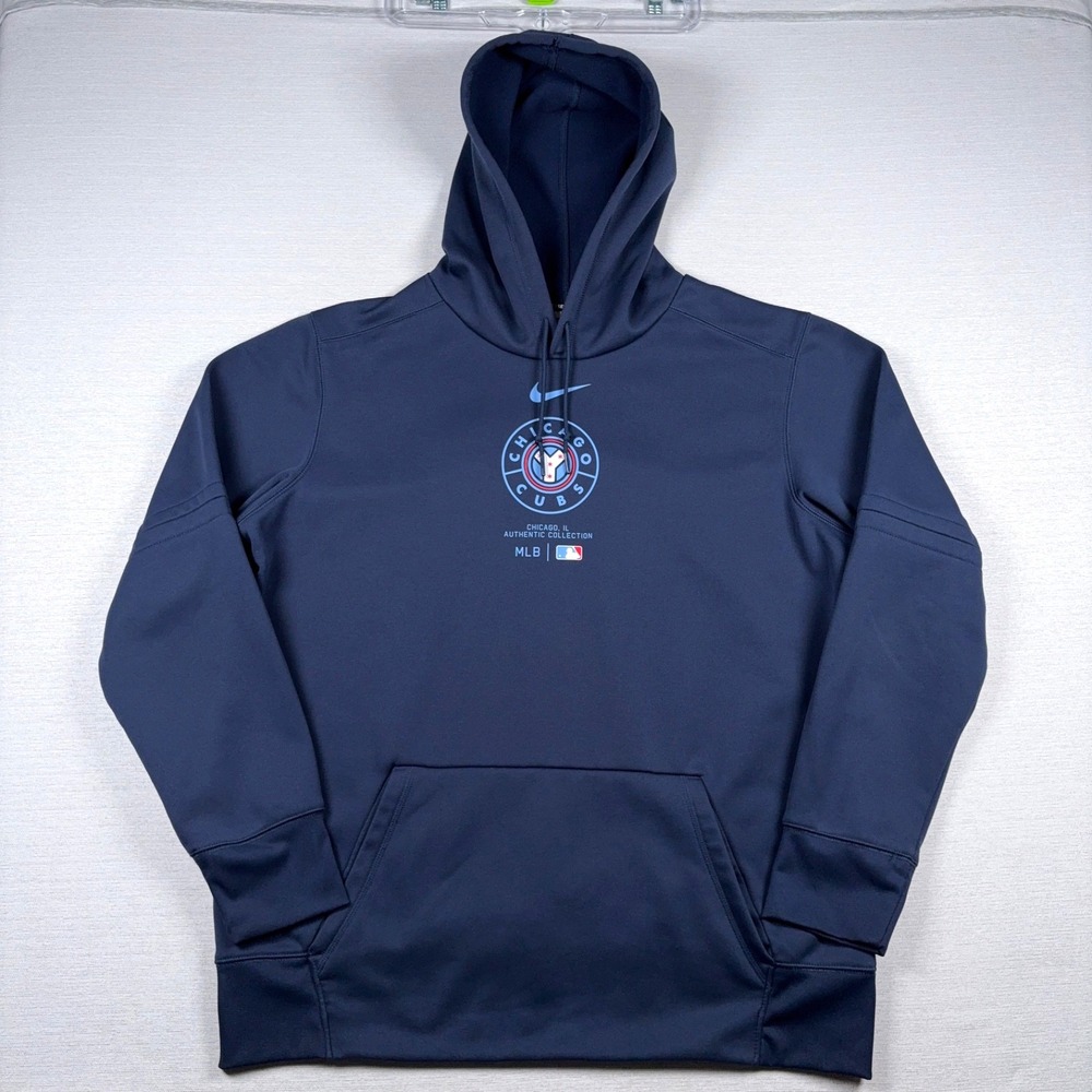 Nike Baseball Chicago Cubs Hoodie Mens XL Blue Polyester Therma-Fit Pullover